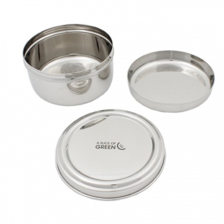 Steel Container Rounded Round Stainless Steel Container - boobalou.co.uk